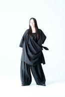 BISHOOL Bloom Jacquard Drape Cloth Top black