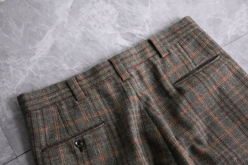 70's check tweed flare slacks