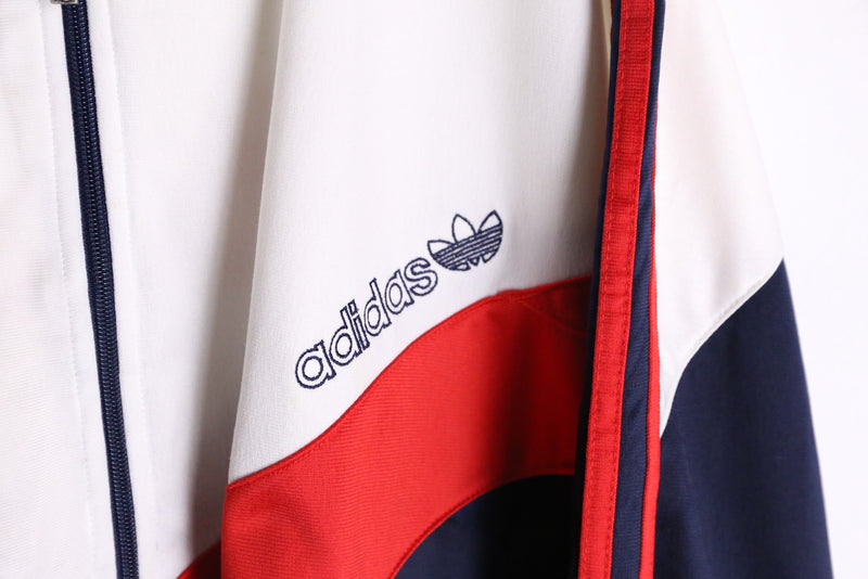 80‘s~”adidas“white×red×navy back print track jacket