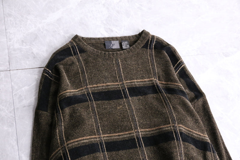 dark brown all over pattern check knit