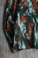 70's artistic printing poly dress shirt
