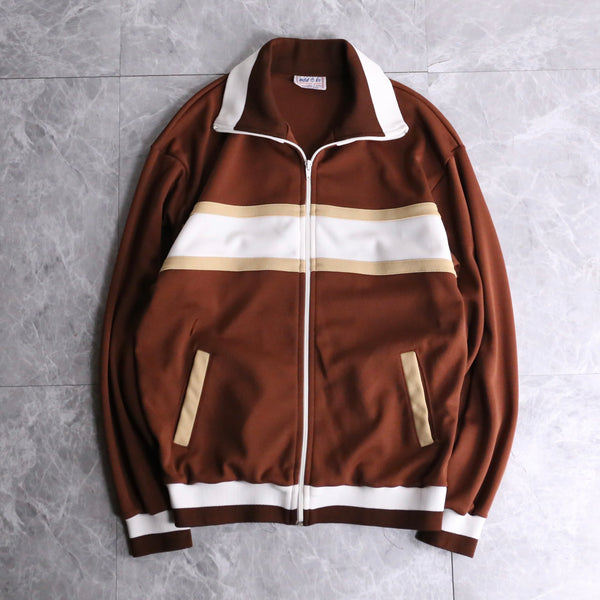 70's brown x white built-up neckline track jacket