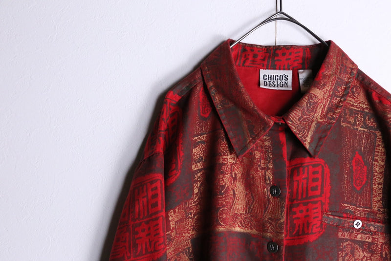 "CHICO'S" kanji design shirts jacket