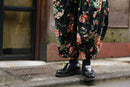 total flower pattern navy black cocoon pants