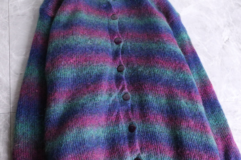 gradation boarder mohair knit cardigan