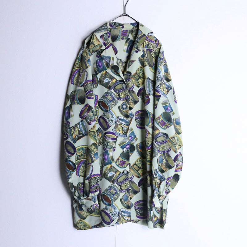 total pattern open collar shirt