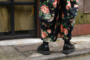 total flower pattern navy black cocoon pants
