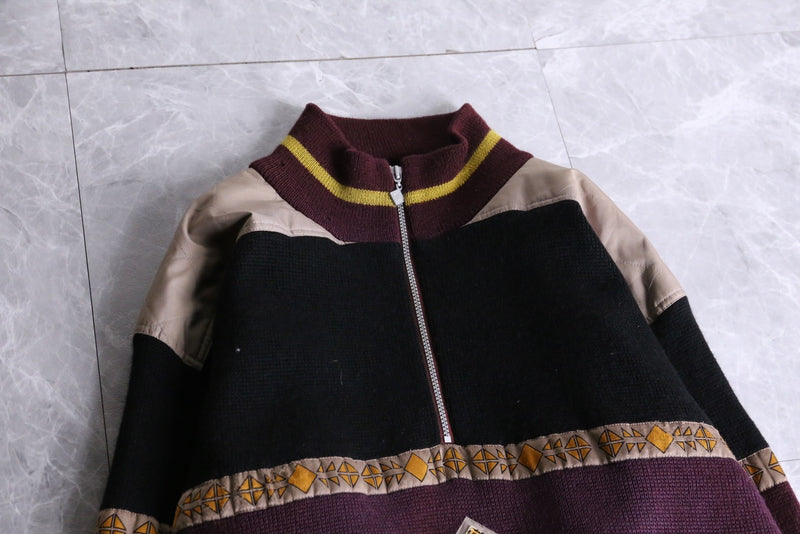 knit switch half-zip pull-over