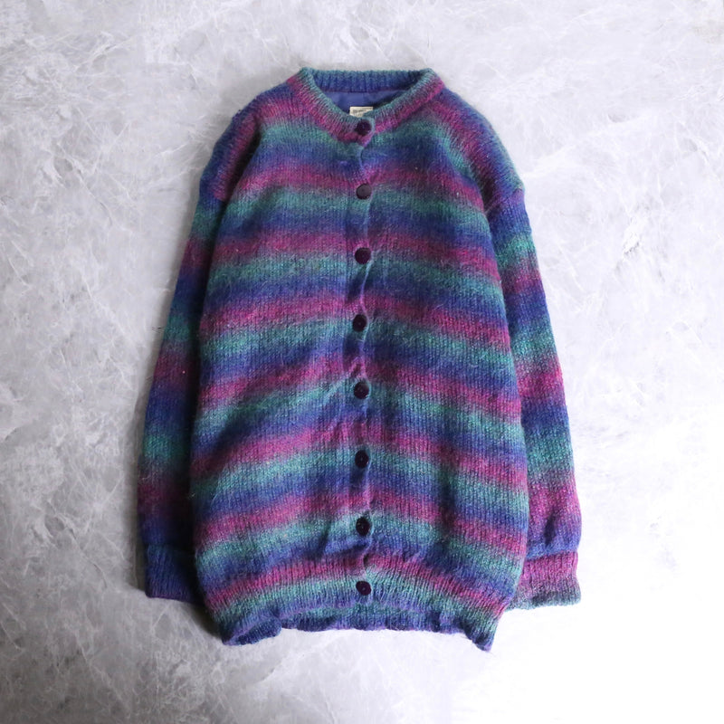 gradation boarder mohair knit cardigan