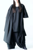 BISHOOL Bloom Jacquard Drape Cloth Top black