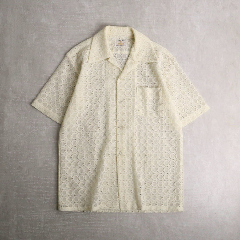 white total pattern s/s lace shirt