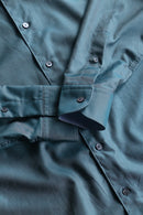 "Ermenegild Zegna" turquoise green twill cotton shirt