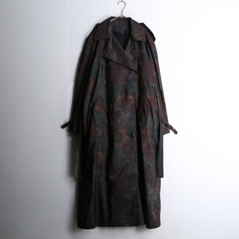 botanical pattern nylon long coat