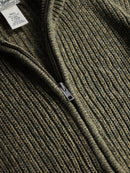 "L.L.Bean" melange green middle gage full zip knit
