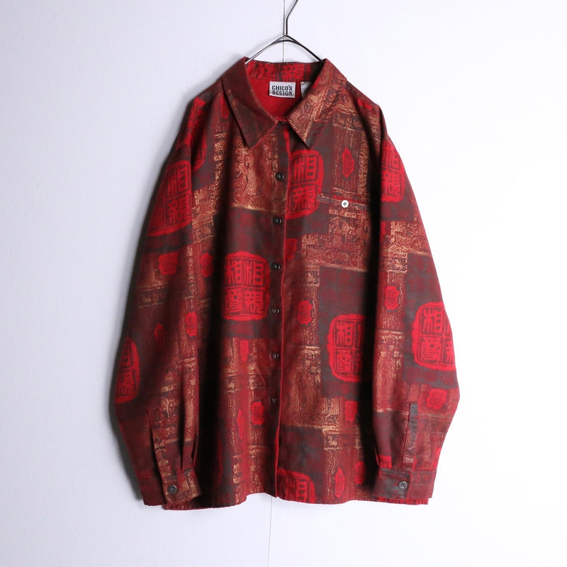 "CHICO'S" kanji design shirts jacket