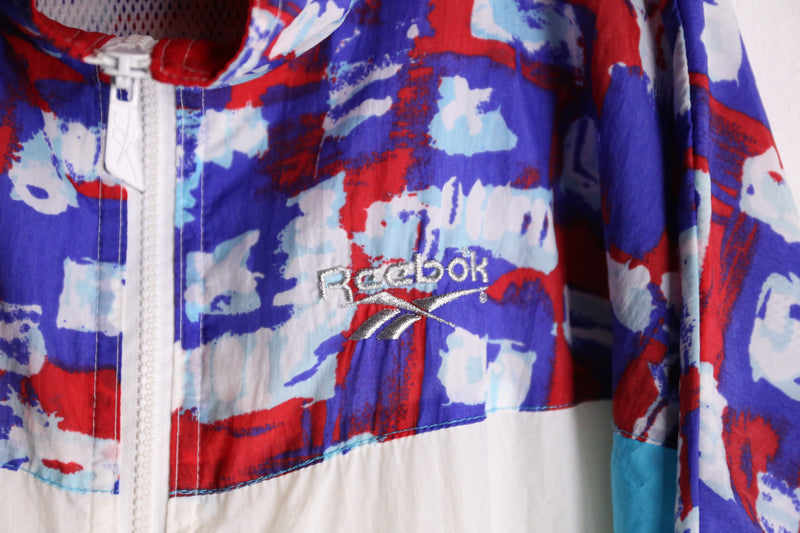 90's "Reebok" multicolored switching nylon track jacket