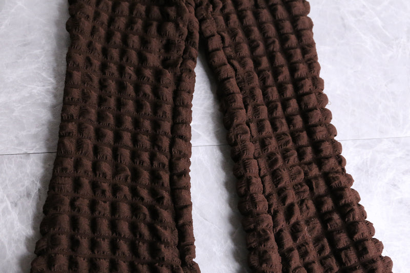 dark brown square pleats flare pants