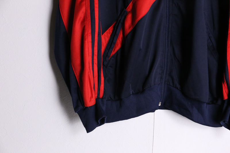 80‘s~”adidas“white×red×navy back print track jacket