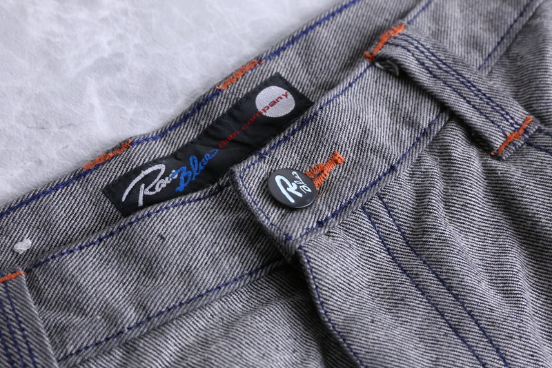 "Raw Blue" thick gray denim pants