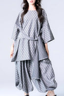 BISHOOL Bloom Jacquard OBI Top gray