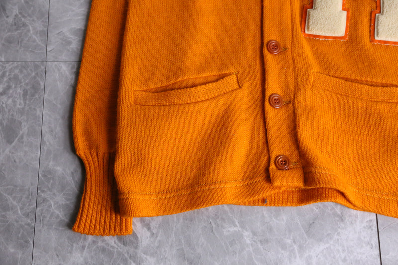 60’s orange color lettered cardigan