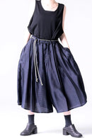 BISHOOL Cupra Jacquard 帯締 3Tuck Half Pants blue