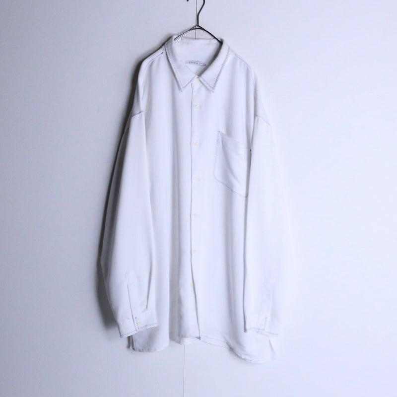 pure white design big rayon shirt