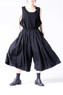 BISHOOL Wool Gabardine 帯締 3Tuck Half Pants black