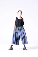 BISHOOL Wool Gabardine 帯締 3Tuck Half Pants blue gray