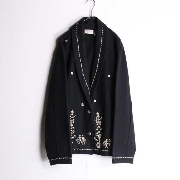 flower embroidery wool jacket