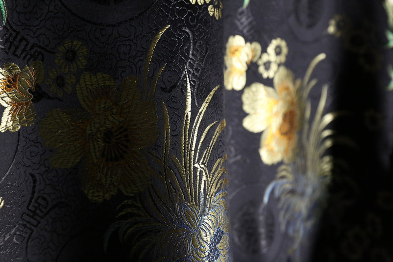 black base floral pattern cheongsam jacket