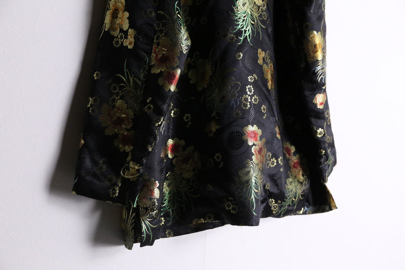 black base floral pattern cheongsam jacket