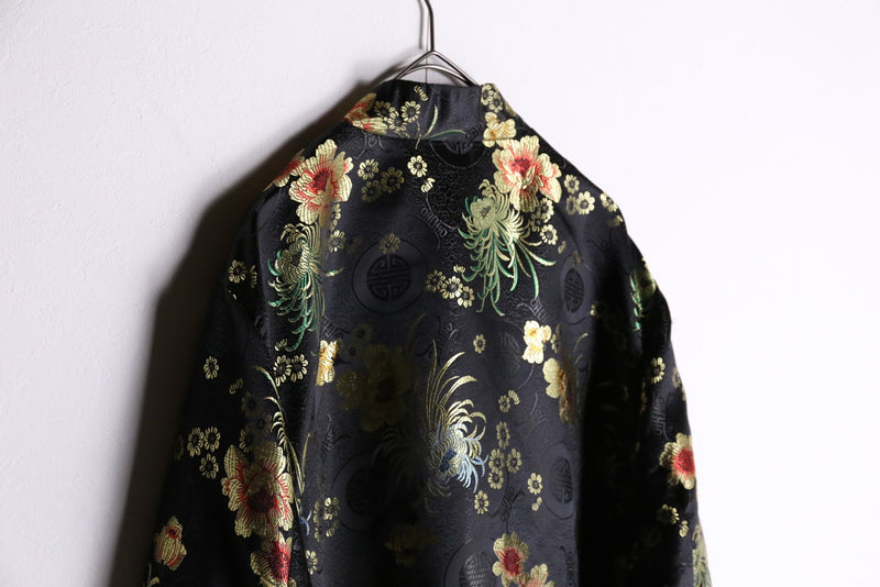 black base floral pattern cheongsam jacket