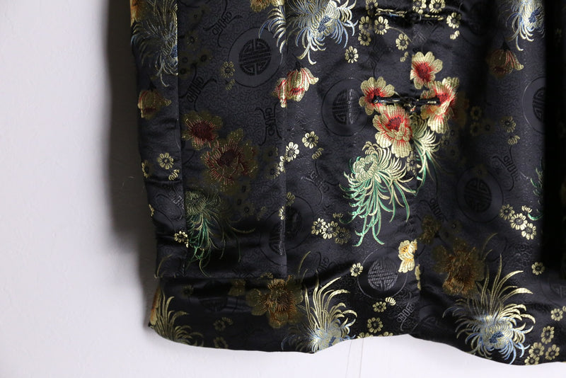 black base floral pattern cheongsam jacket