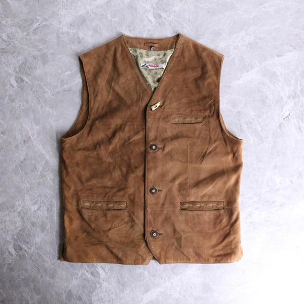 brown tyrolean leather vest