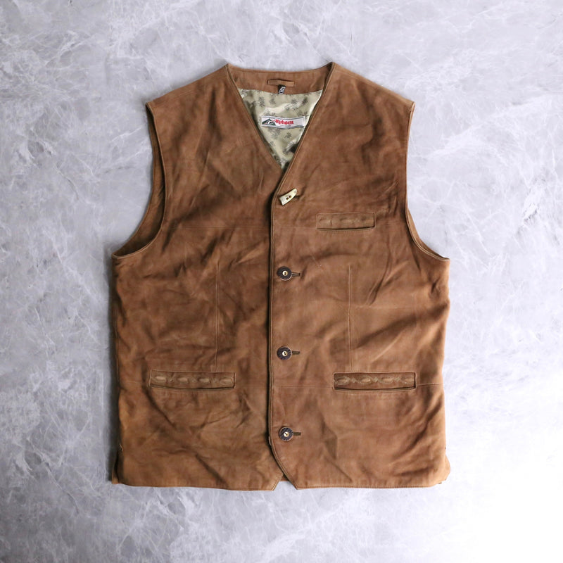 brown tyrolean leather vest