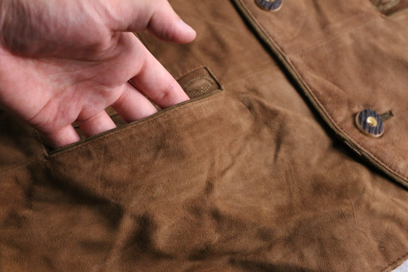 brown tyrolean leather vest