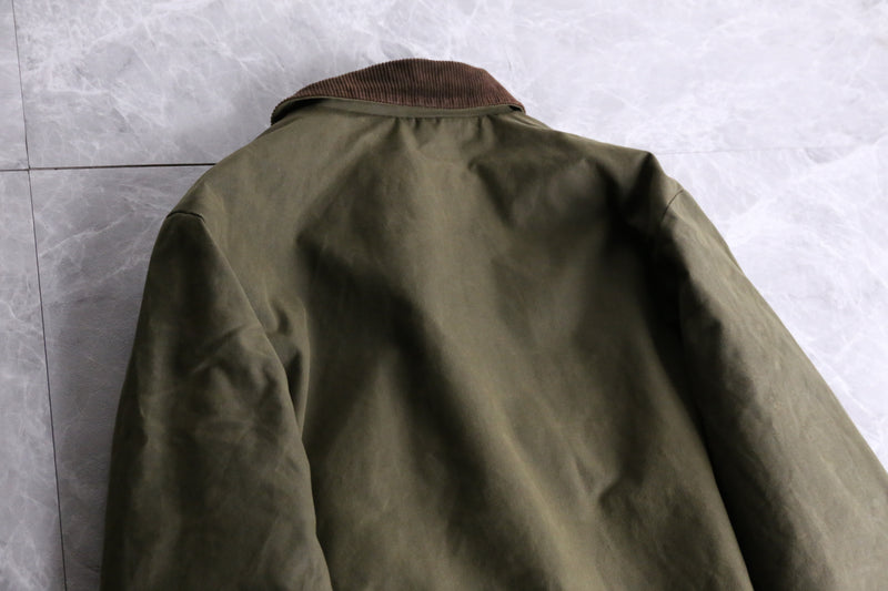 khaki short length oiled jacket