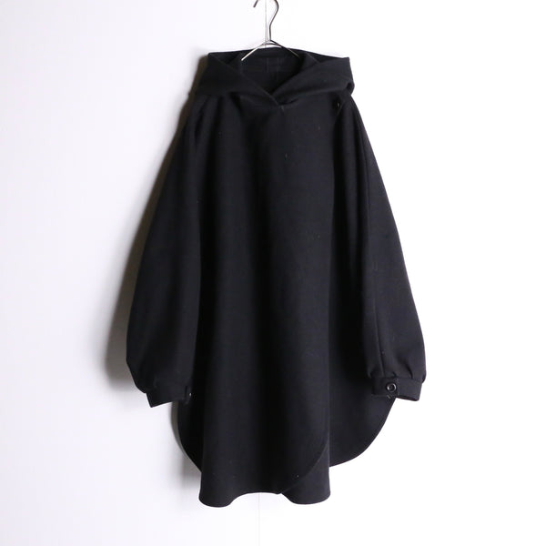 black color hooded poncho coat