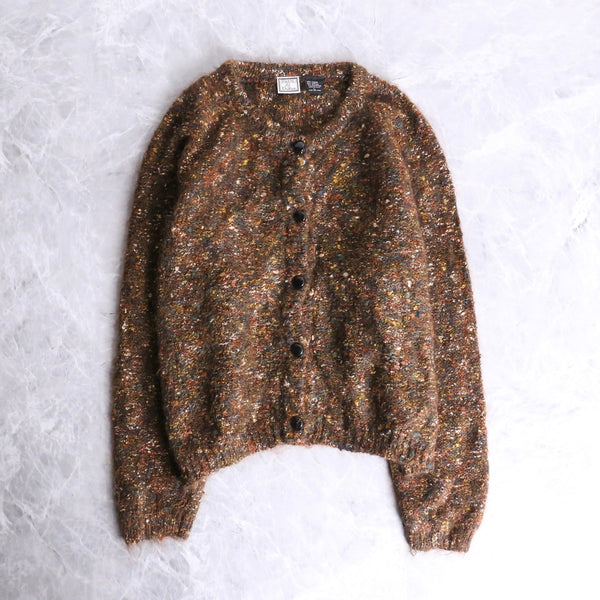 mohair mix color nep brown cardigan
