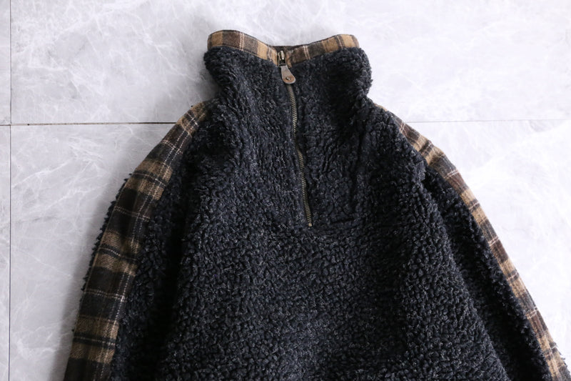 black color check toggle design pullover