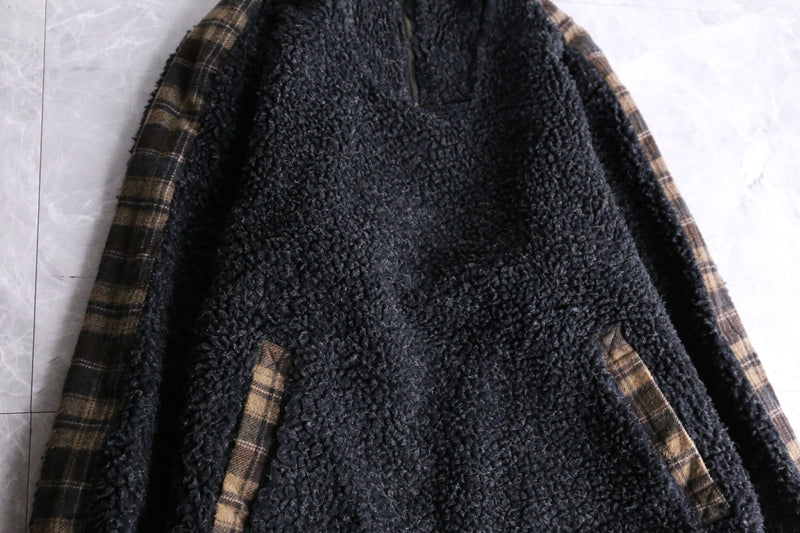 black color check toggle design pullover