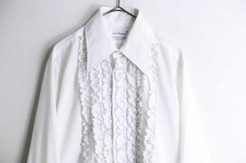 70’s pure white frill L/S shirt