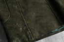 olive nubuck-like leather double riders jacket