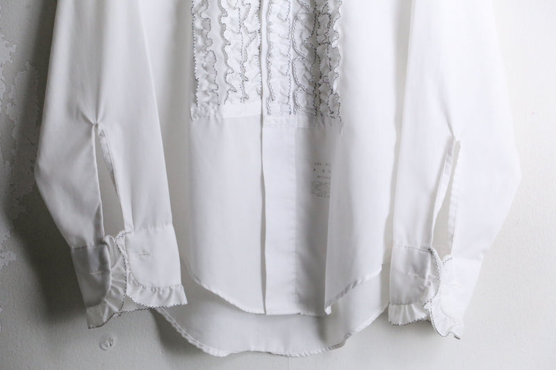 70’s pure white frill L/S shirt