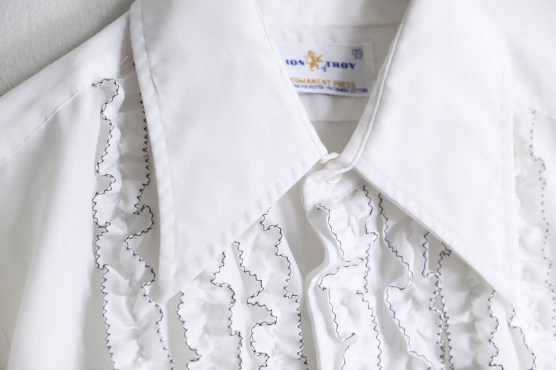 70’s pure white frill L/S shirt