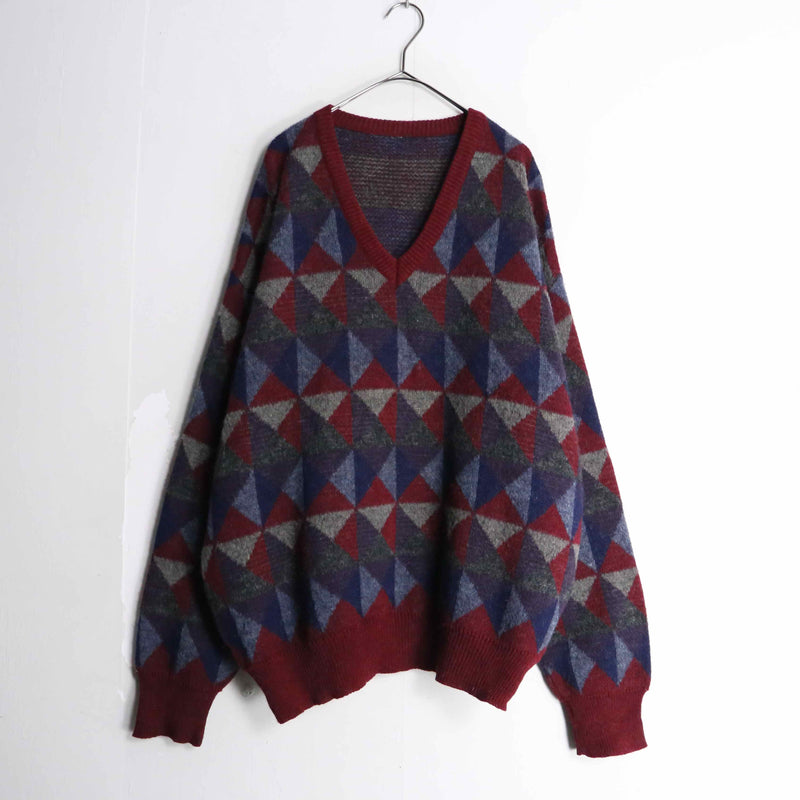 shape pattern alpaca×mohair mix Vneck knit