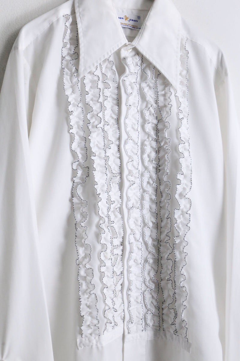 70’s pure white frill L/S shirt