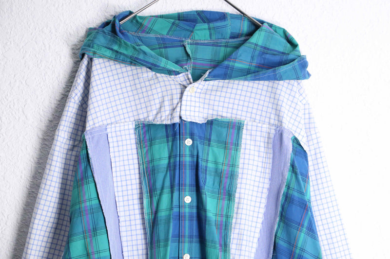 "Re:make" pop blue check docking shirt hoodie