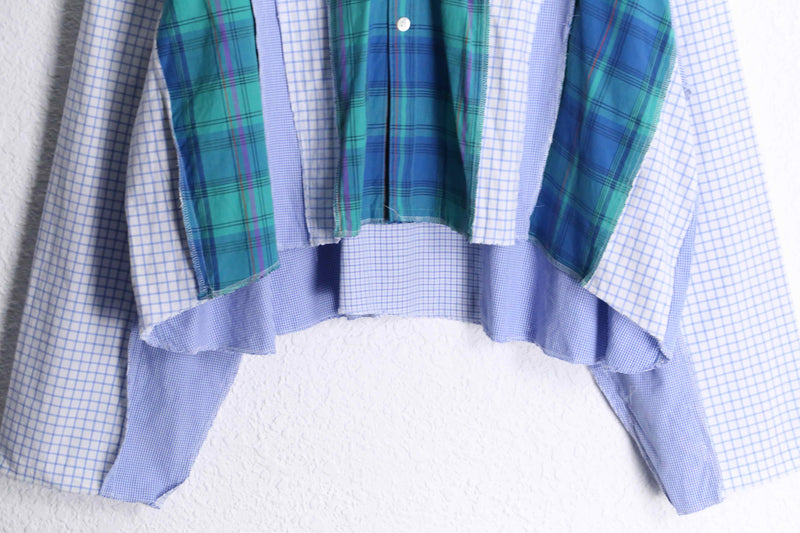 "Re:make" pop blue check docking shirt hoodie